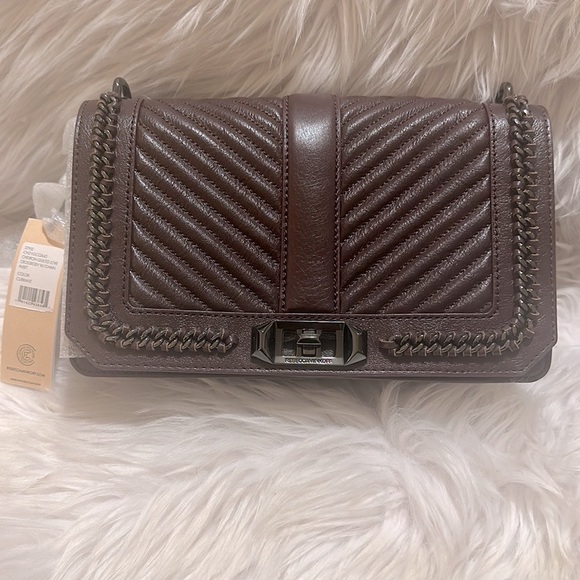 Rebecca Minkoff Chevron Quilted Love
Crossbody with Chain Inset | Currant NWT - Picture 13 of 15